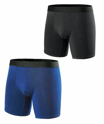 A Set of 2 Plain Cotton Boxers, Black & Navy