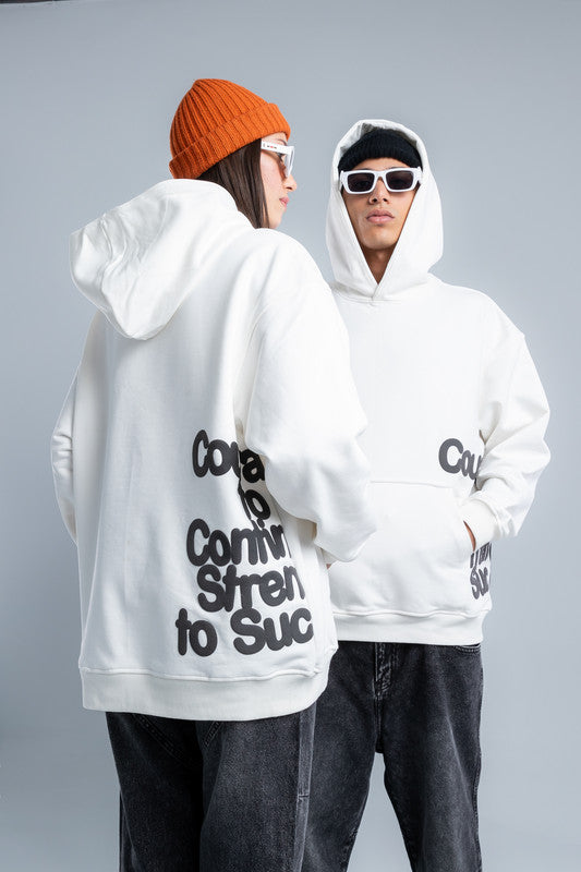 White Side Printed Cotton Hoodie