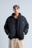 Black High Neck Ribbed Puffer Jacket