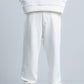 White Textured Melton Sweatpants with Drawstring