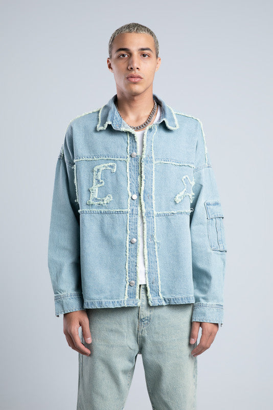 Light Blue Fringe Denim Shirt