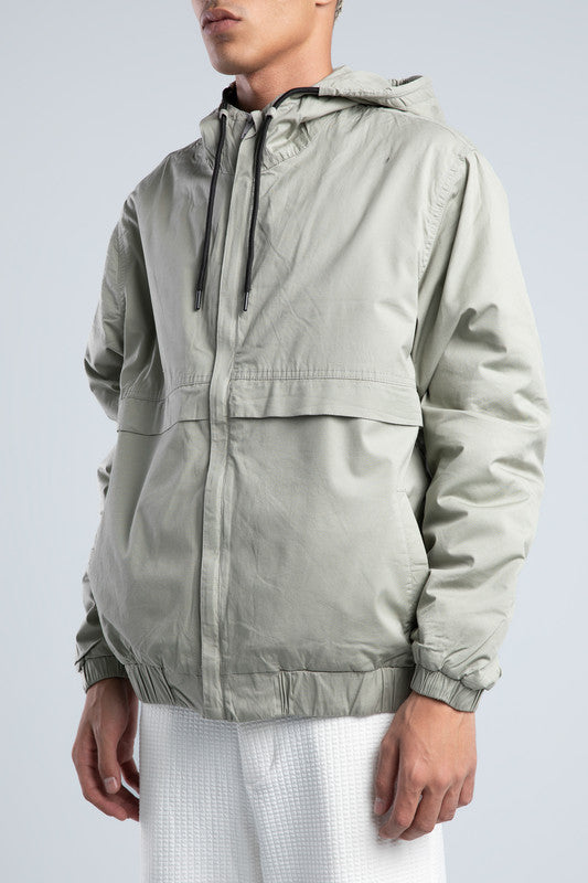 Gray Casual Hooded Jacket