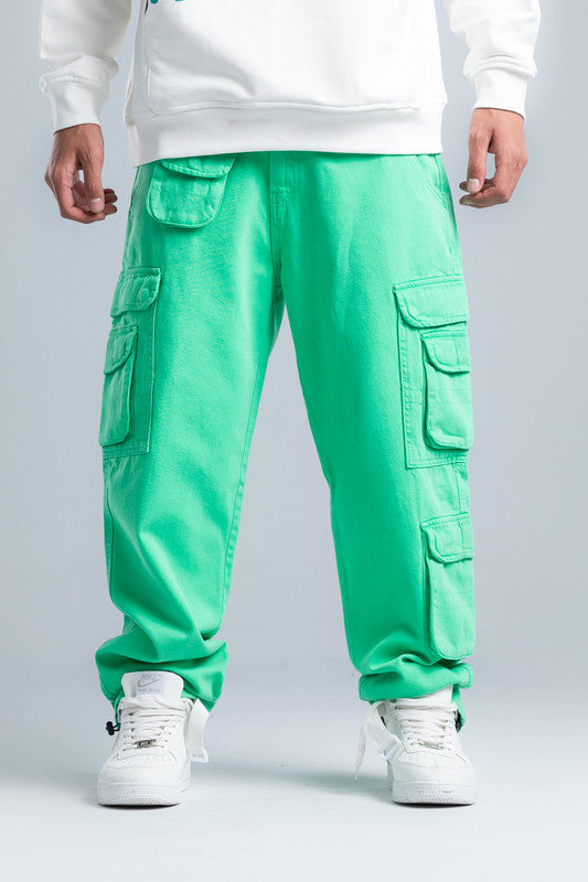 Green Wide Leg Cargo Pants