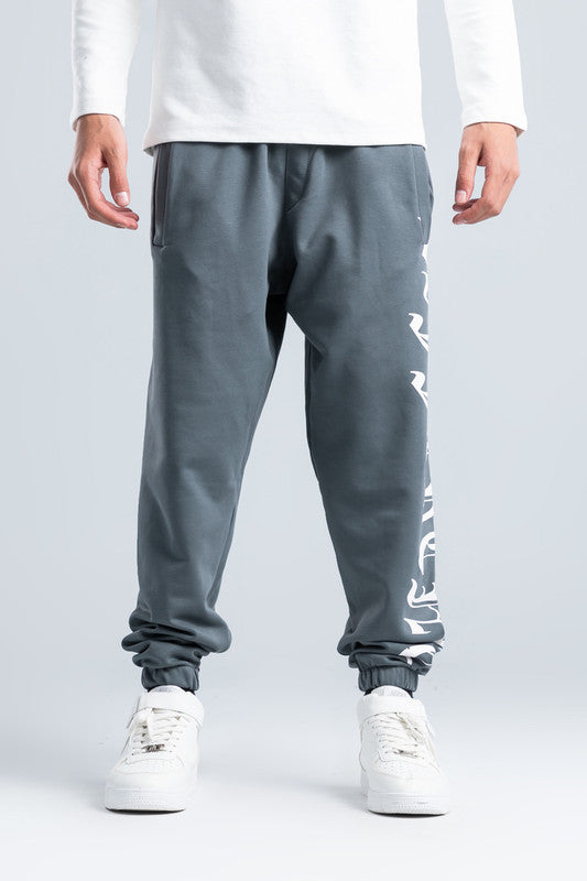 Gray Side Printed Sweatpants