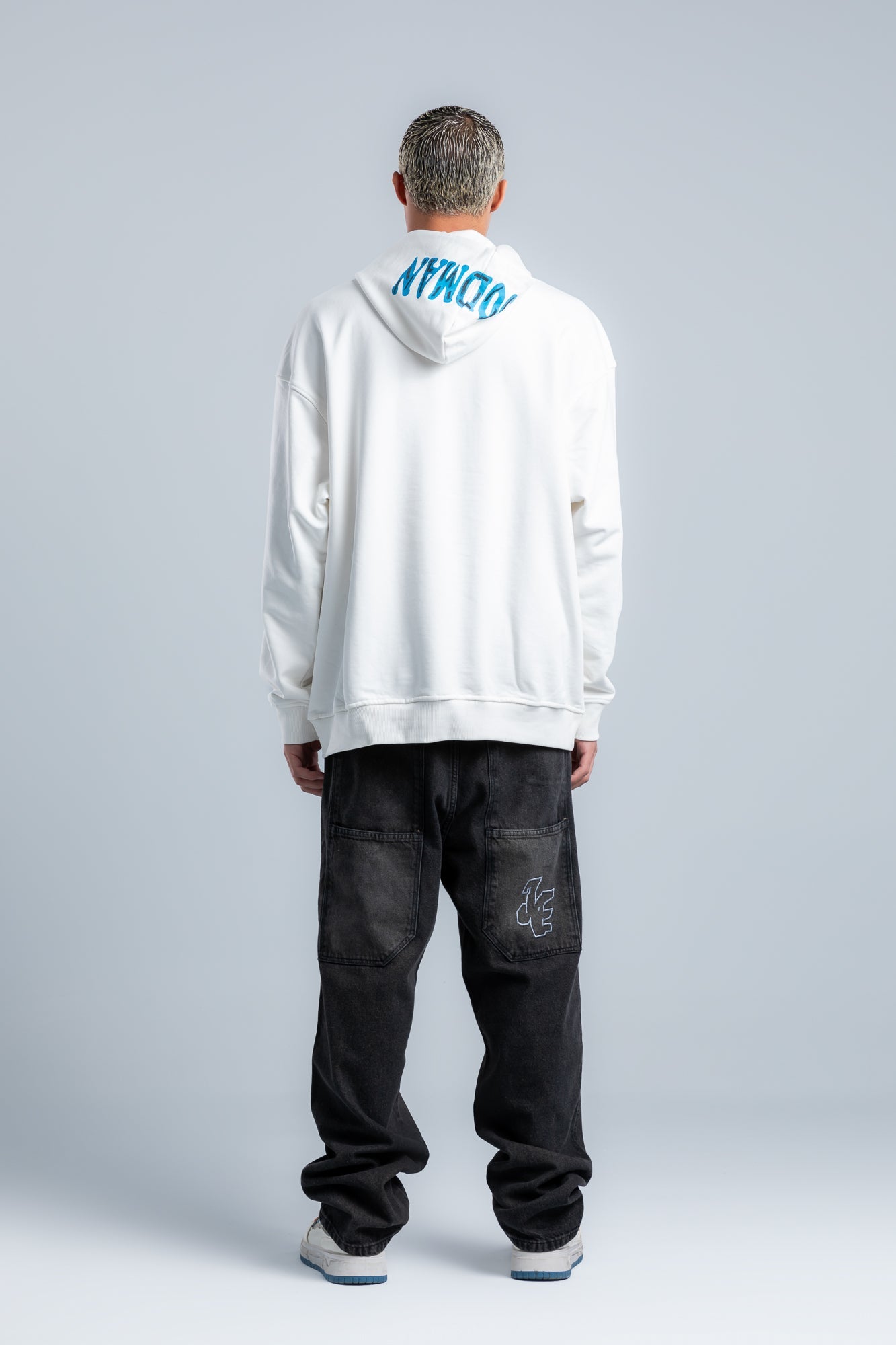 White Cotton Printed Hoodie