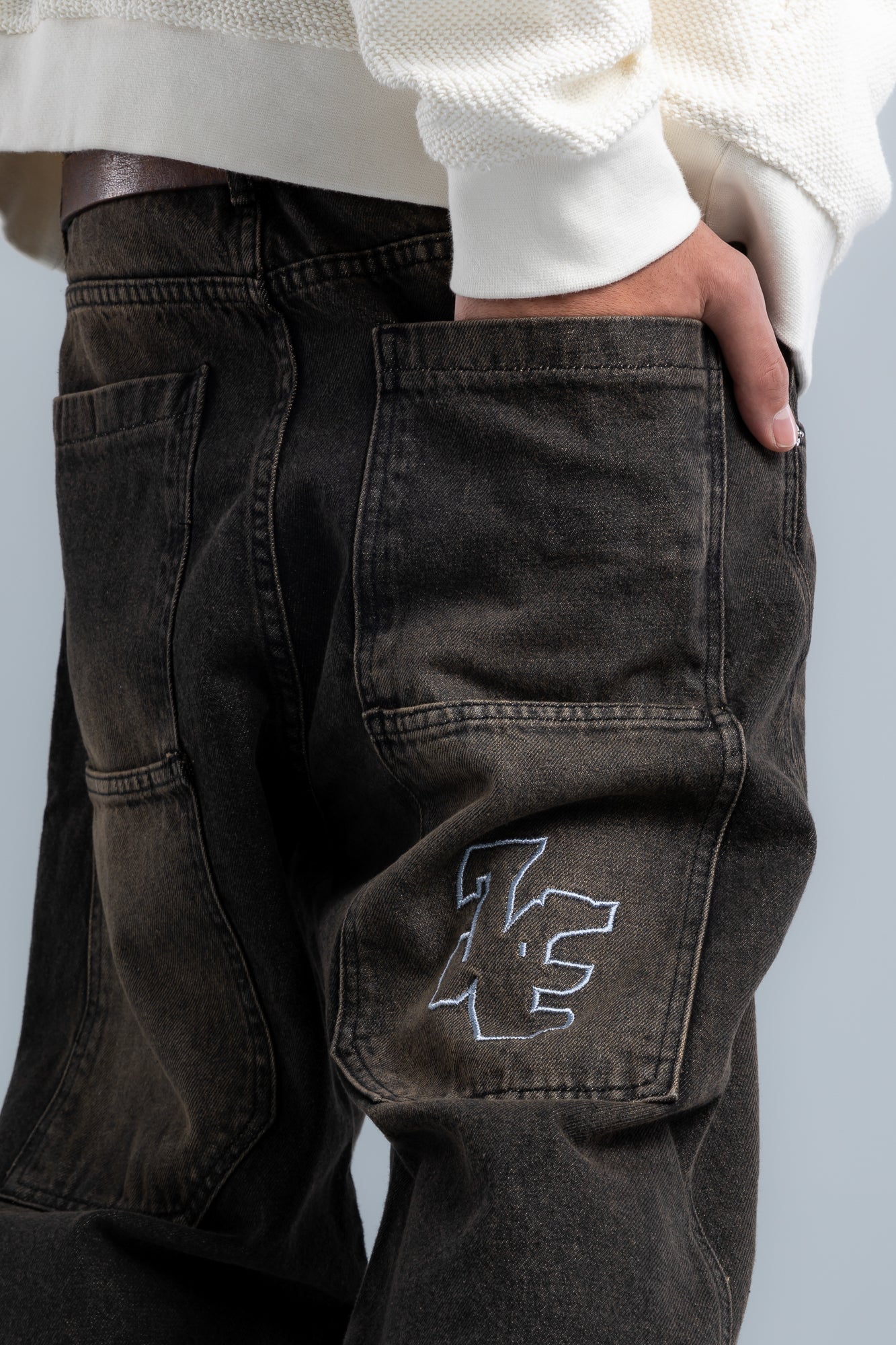 Black Back Embroidered Pocket Jeans