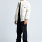 Light Beige High Neck Ribbed Puffer Jacket