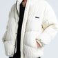 Light Beige High Neck Ribbed Puffer Jacket