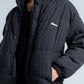 Black High Neck Ribbed Puffer Jacket