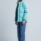 Sky Blue High Neck Ribbed Puffer Jacket