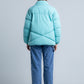 Sky Blue High Neck Ribbed Puffer Jacket