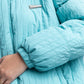 Sky Blue High Neck Ribbed Puffer Jacket