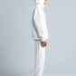 White Textured Melton Sweatpants with Drawstring