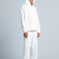 White Textured Melton Sweatpants with Drawstring