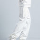 White Textured Melton Sweatpants with Drawstring