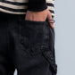 Black Back Pockets Straight Fit Jeans