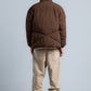 Brown High Neck Ribbed Puffer Jacket