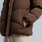 Brown High Neck Ribbed Puffer Jacket