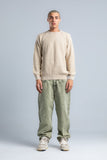 Beige Crew Neck Plain Wool Pullover