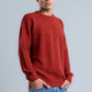 Brick Crew Neck Plain Wool Pullover