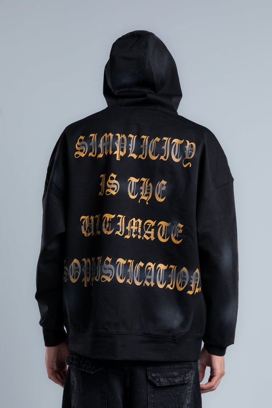 Black Back Printed Zip-up Hoodie