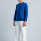 Blue Crew Neck Plain Wool Pullover