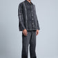 Gray Fringe Denim Shirt with Front Pocket