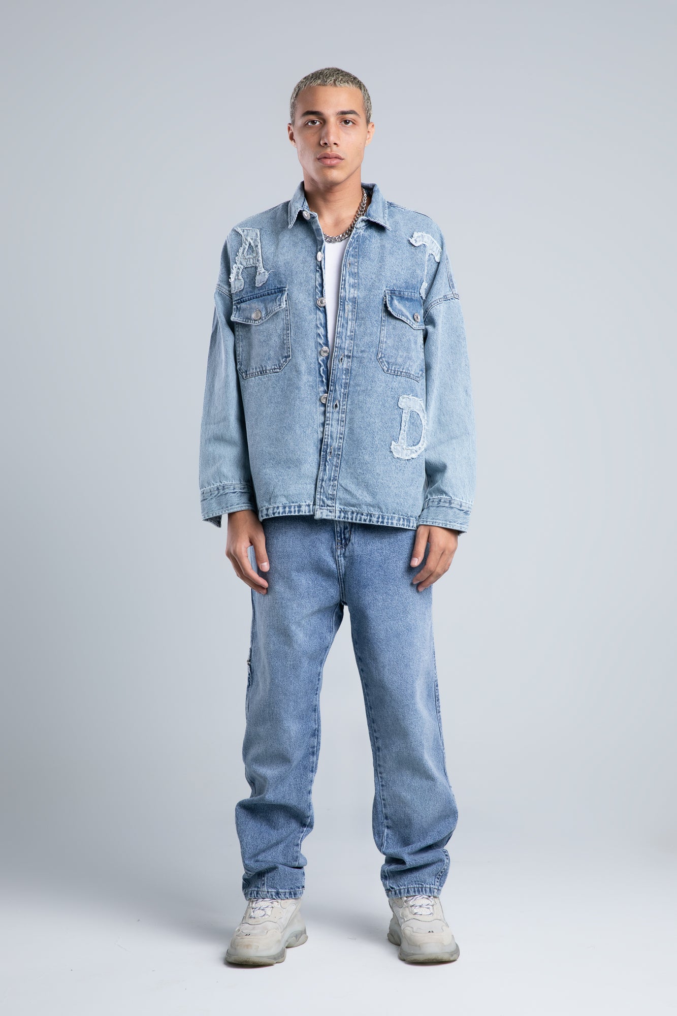 Light Blue Flap Pockets Denim Shirt