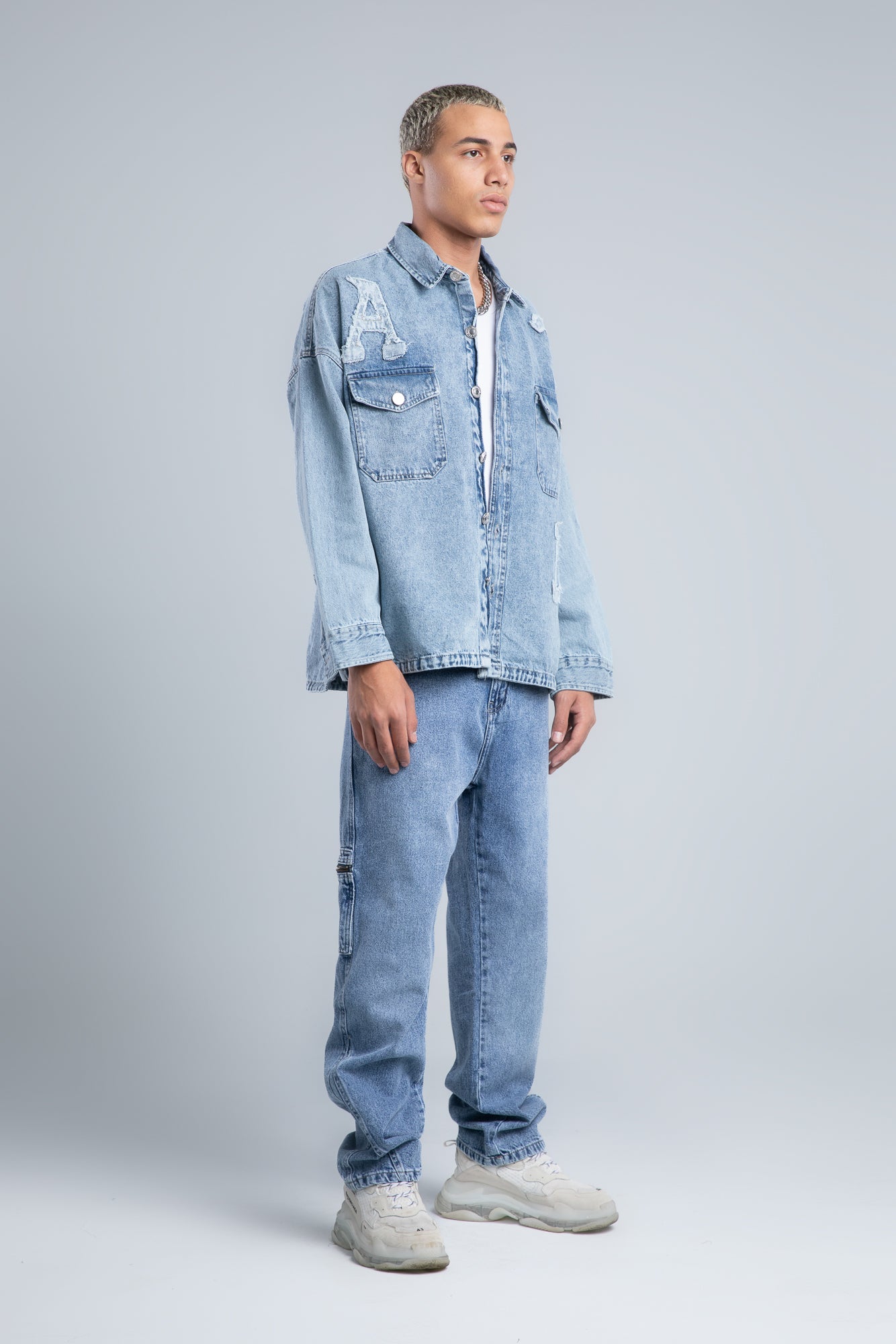 Light Blue Flap Pockets Denim Shirt