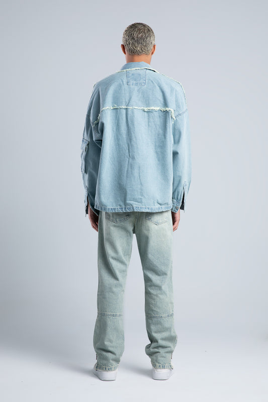 Light Blue Fringe Denim Shirt