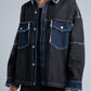 Black Cargo Denim Shirt