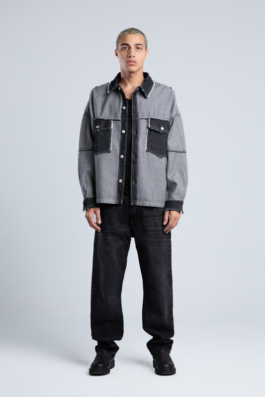 Gray Cargo Denim Shirt