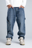 Blue Multi-Pockets Loose Fit Jeans