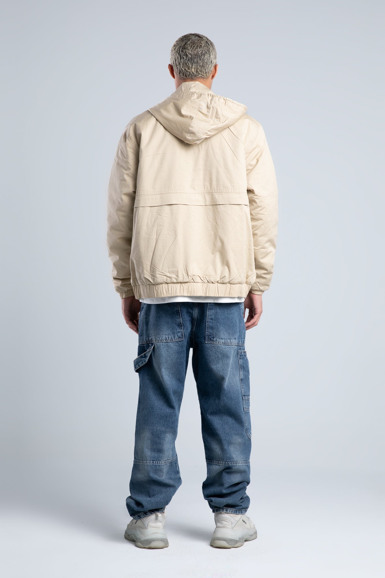 Light Beige Casual Hooded Jacket