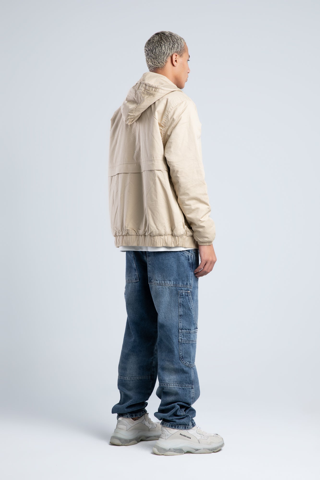 Light Beige Casual Hooded Jacket