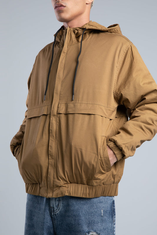 Camel Casual Hooded Jacket