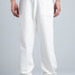 White Textured Melton Sweatpants with Drawstring