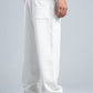 White Textured Melton Sweatpants with Drawstring