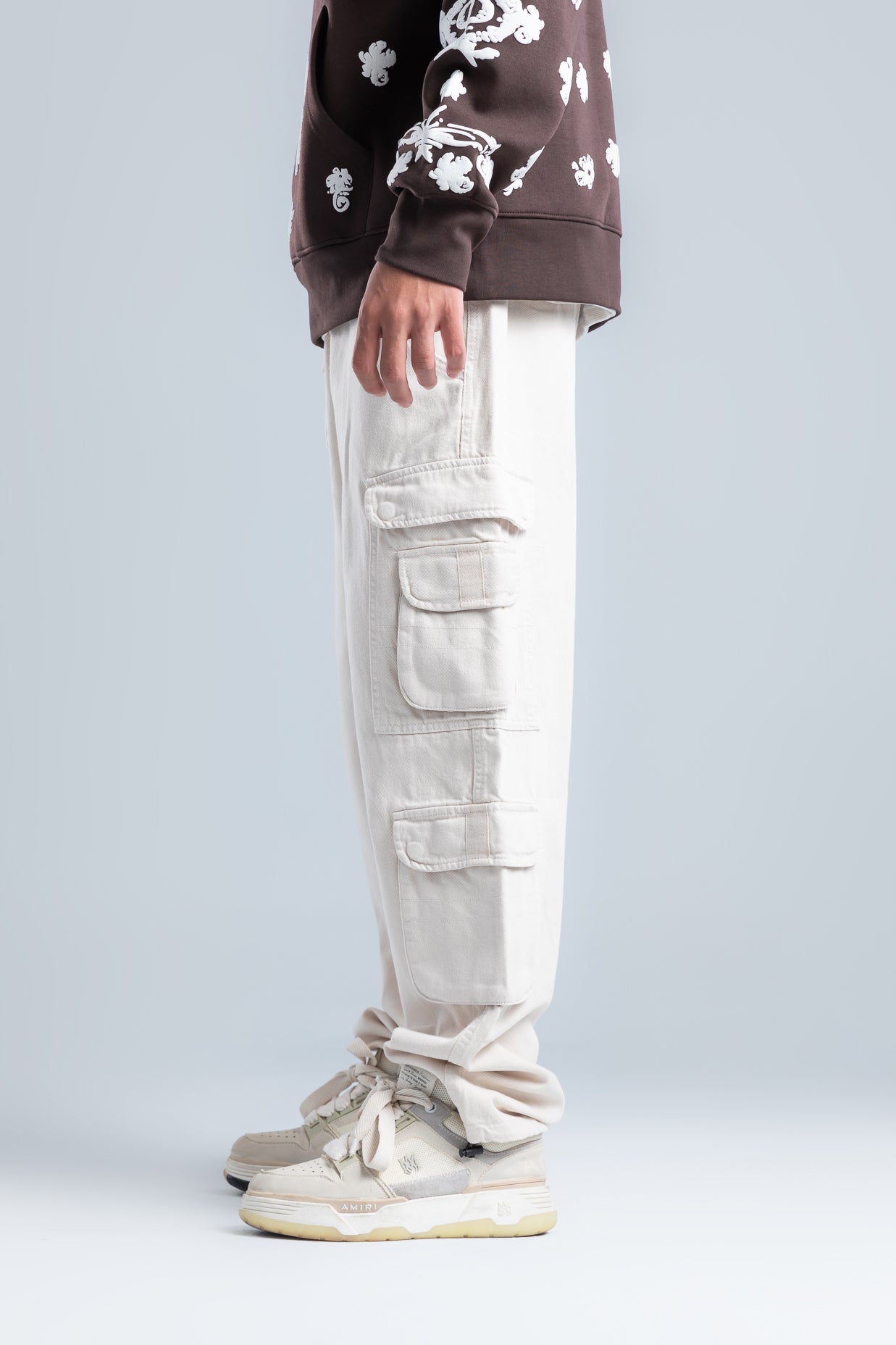 Light Beige Wide Leg Cargo Pants