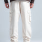 Light Beige Wide Leg Cargo Pants