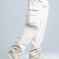 Light Beige Wide Leg Cargo Pants