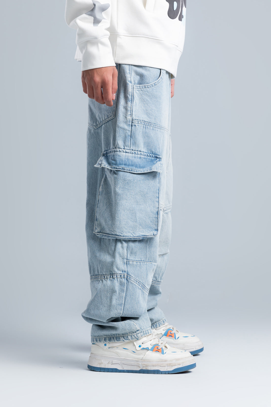 Light Blue Casual Cargo Jeans