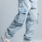 Light Blue Casual Cargo Jeans