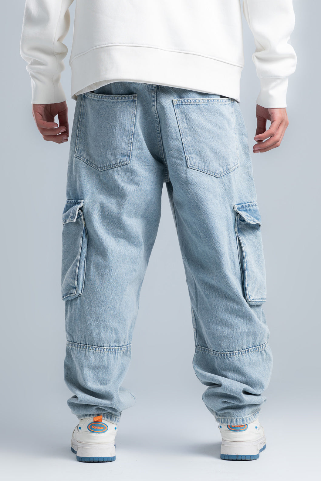 Light Blue Casual Cargo Jeans