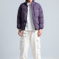 Dark Purple High Neck Ribbed Puffer Jacket