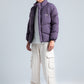 Dark Purple High Neck Ribbed Puffer Jacket