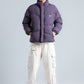 Dark Purple High Neck Ribbed Puffer Jacket