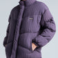 Dark Purple High Neck Ribbed Puffer Jacket