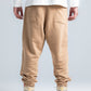 Beige Side Press Buttons Sweatpants