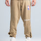 Beige Side Press Buttons Sweatpants